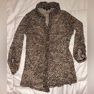Love Maven Leopard Print Button-Up Blouse